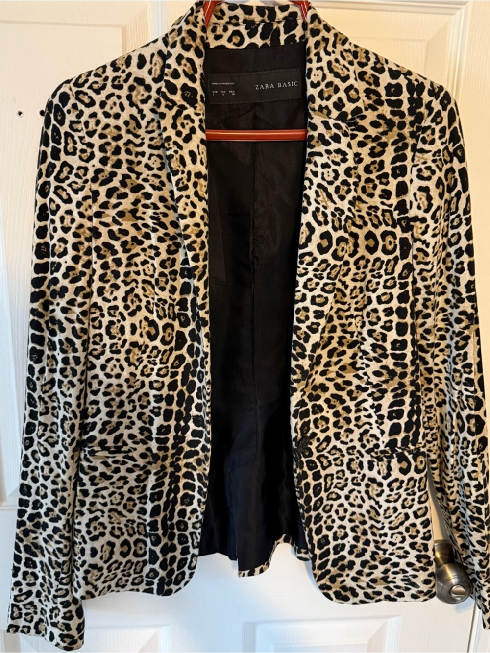 Zara Leopard-Print Blazer in Beige and Black